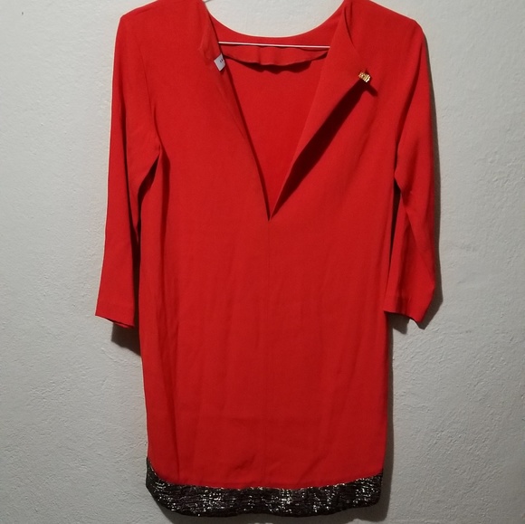 Sandro Reveil Metallic Hem Long Sleeve Shift NWT - Picture 8 of 8